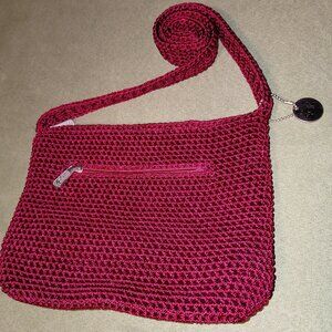 The Sak Crochet Small Maroon Shoulder Bag